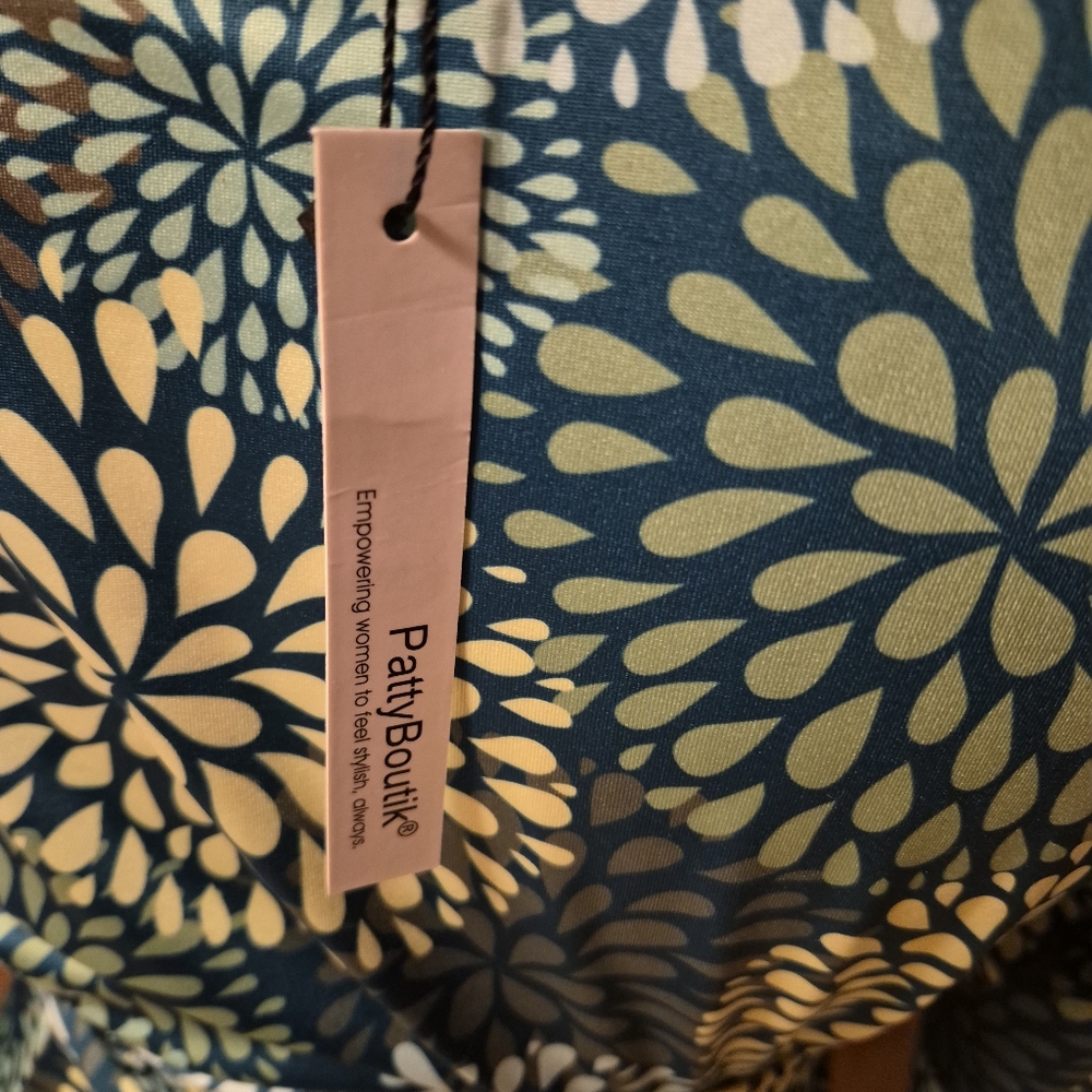 NWT PattyBoutik Blue and Yellow Floral Midi Dress - Picture 16 of 16